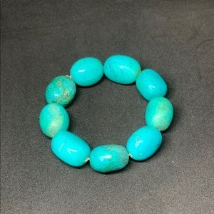 Faux Turquoise Dyed Howlite Stone Stretch Bracelet